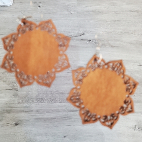 Om Lotus Namaste Mandala Chakra Medallion Wood Dangle Drop Statment Boho Ornate - Picture 4 of 5